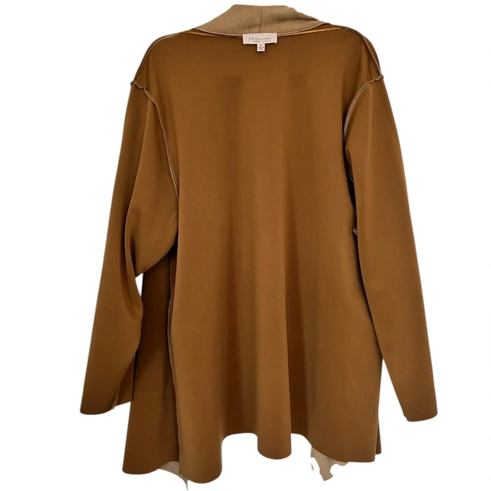 PHILOSOPHY WOMAN Plus Waterfall Jacket‎ Faux Tan Leather/Suede Patch Pockets 3X